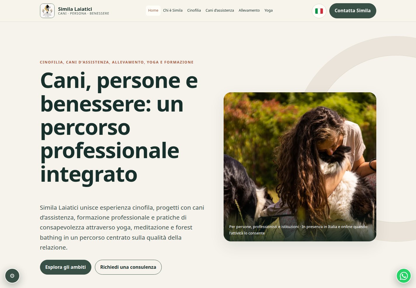 Desktop homepage of the Simila Laiatici website