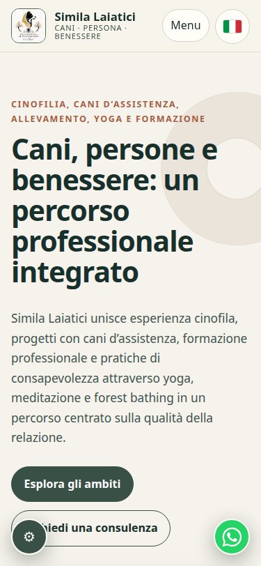 Mobile homepage of the Simila Laiatici website